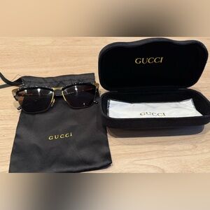 GUCCI GG0660S 001 Cat Eye Black Gold Brown 58 mm Women's Sunglasses